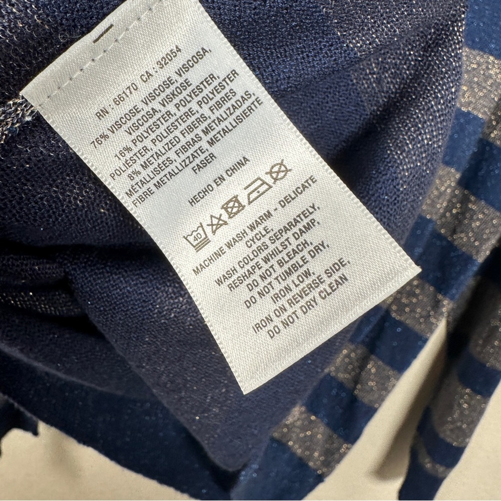 Anthropologie Striped Shimmer Polo‎ Blue Sz Medium - Picture 9 of 11